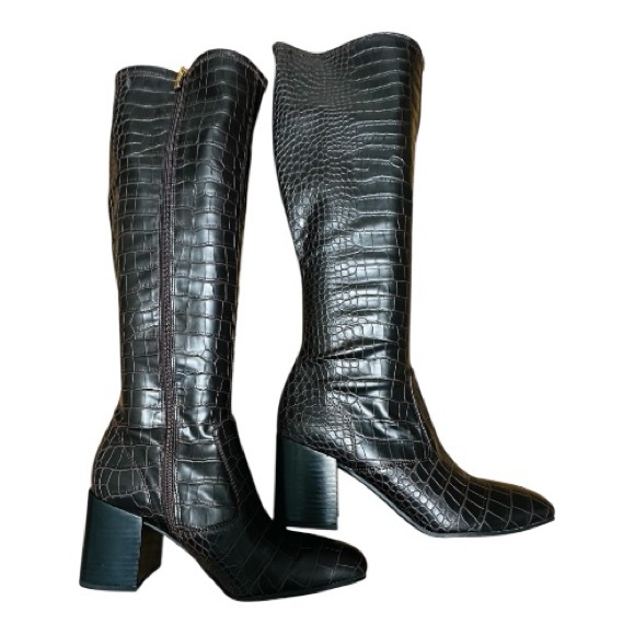 Franco Sarto Talfer Brown Croc Tall Boots